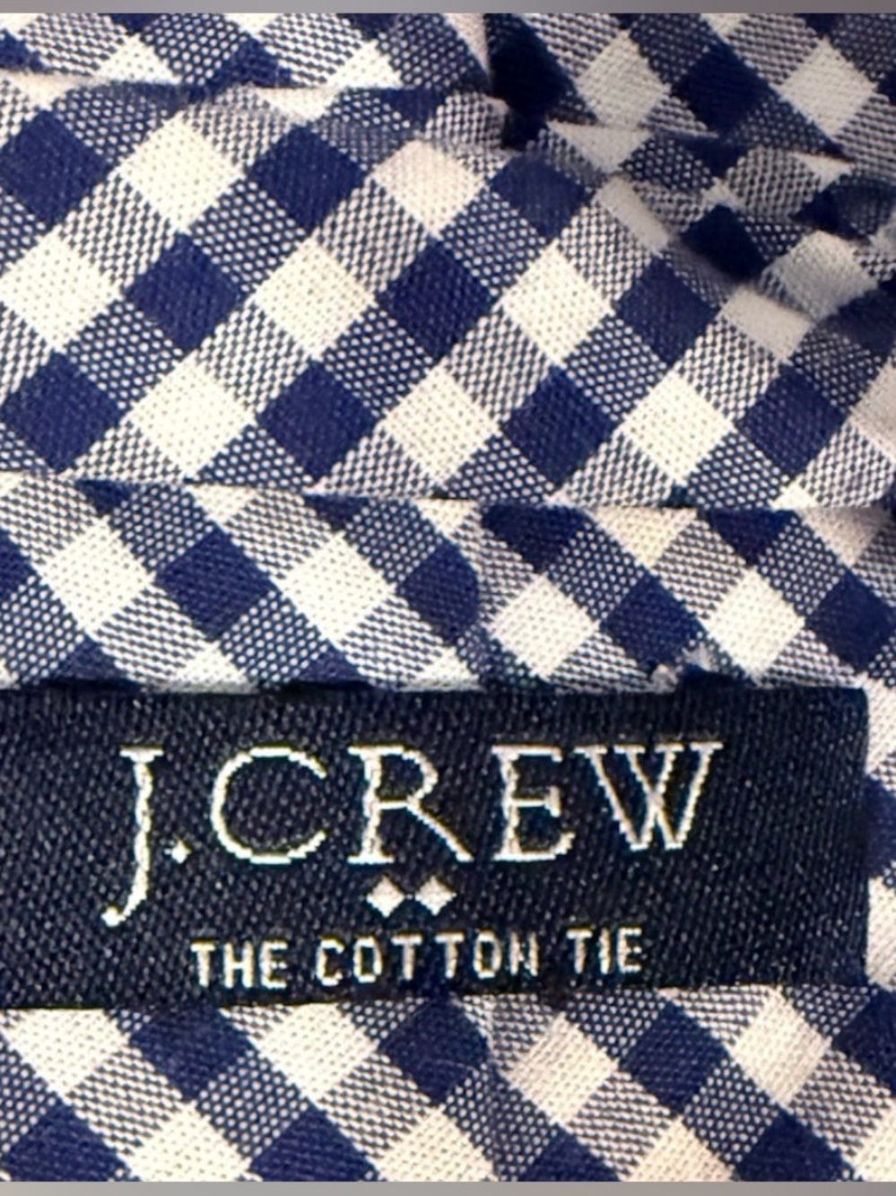 J.Crew The Cotton Tie Navy White Gingham Check 100% Cotton Mens - Picture 7 of 7